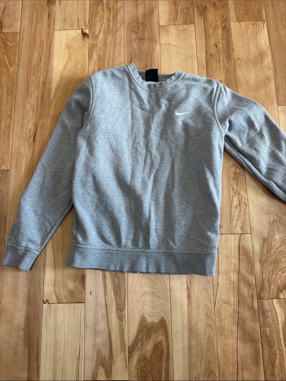 Nike Men's Light Gray Crewneck Sweatshirt with White Swoosh